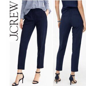 J.Crew Linen Navy Ankle Pants Slim Straight Elastic Waist Size 4